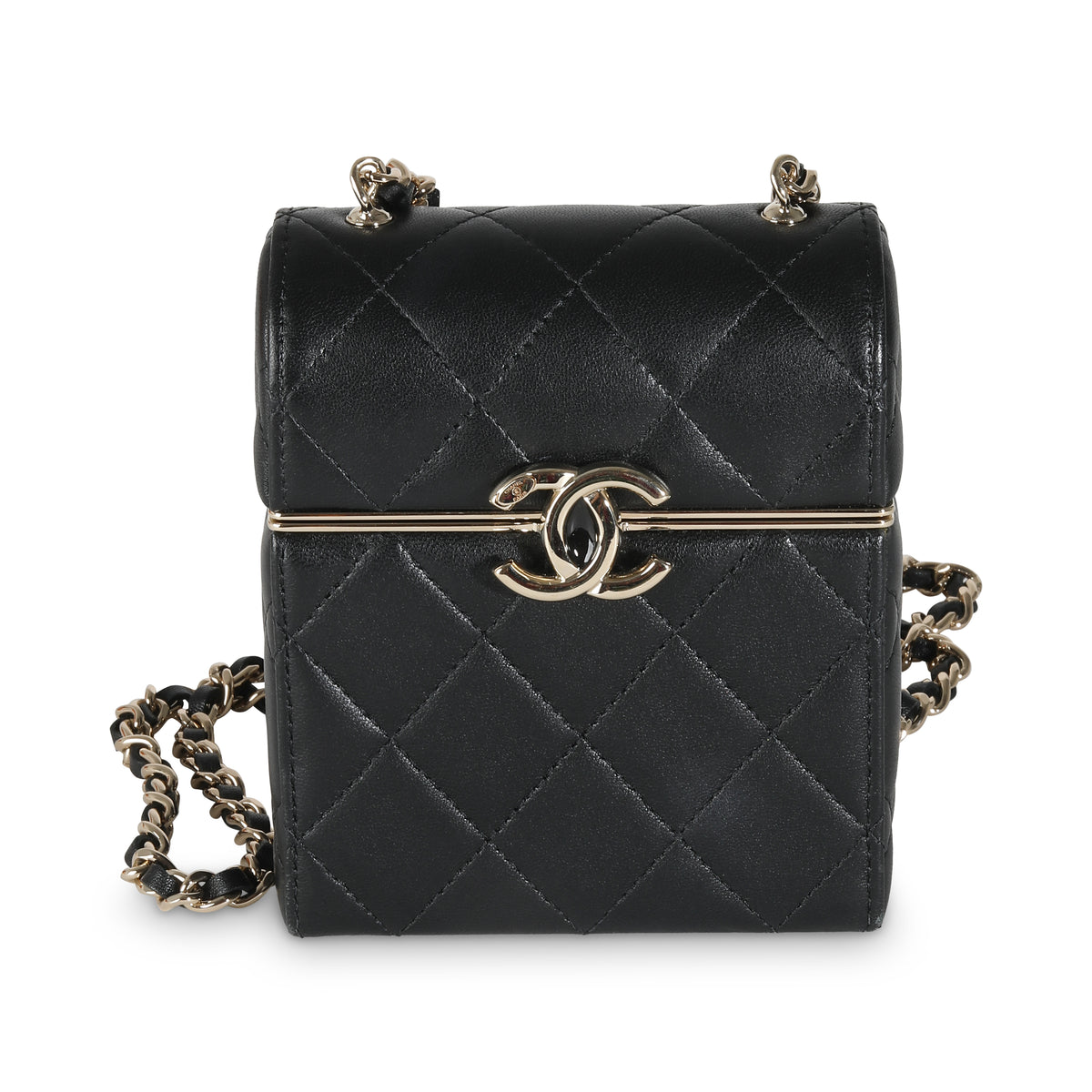 Chanel 23C Black Quilted Lambskin Box Chain Vanity Handbag fv