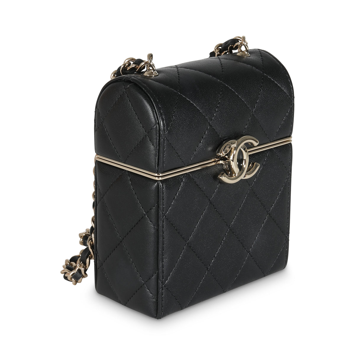 Chanel 23C Black Quilted Lambskin Box Chain Vanity Handbag pv