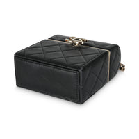 Chanel 23C Black Quilted Lambskin Box Chain Vanity Handbag stamp