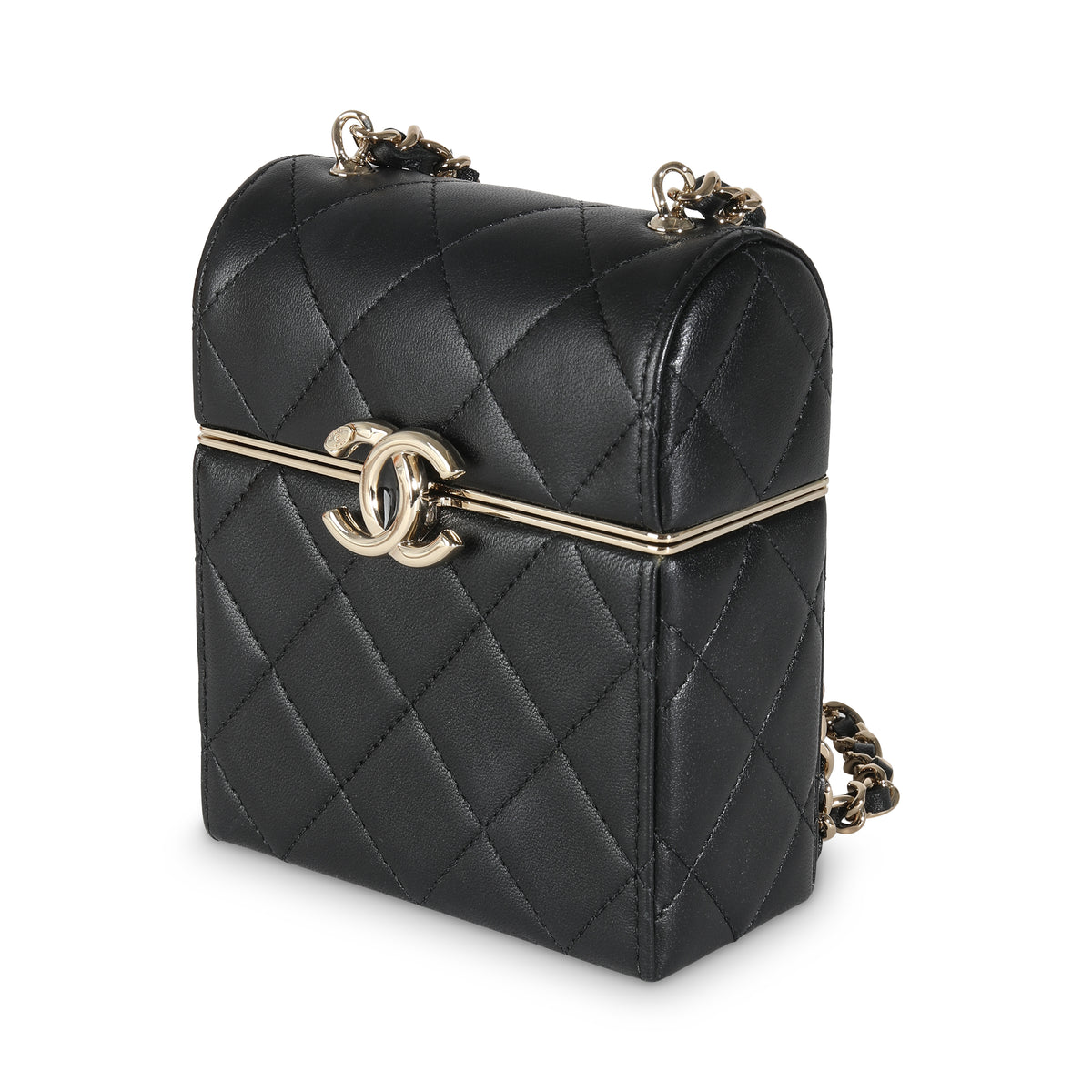 Chanel 23C Black Quilted Lambskin Box Chain Vanity Handbag sv