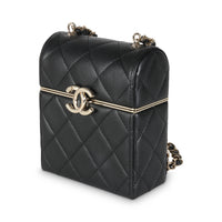 Chanel 23C Black Quilted Lambskin Box Chain Vanity Handbag sv
