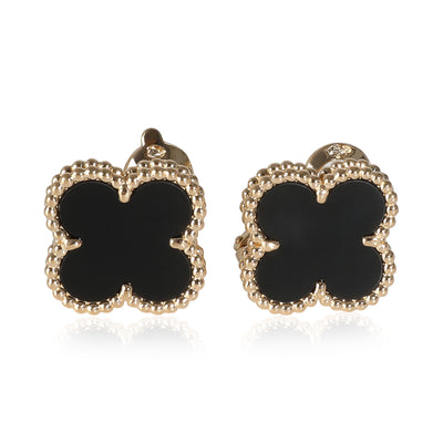 Alhambra Onyx Earrings in 18k Yellow Gold