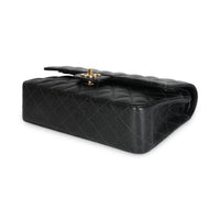 24K Black Quilted Medium Classic Double Flap Bag