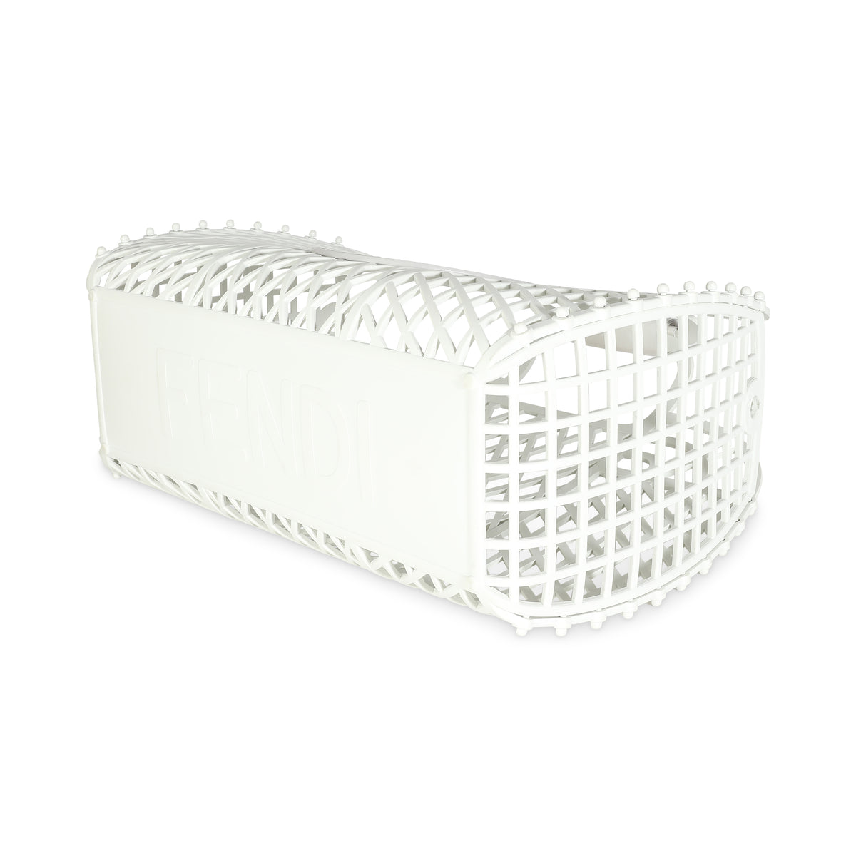 White Recycled Plastic Vitello Liberty Matte Medium Fendi Basket