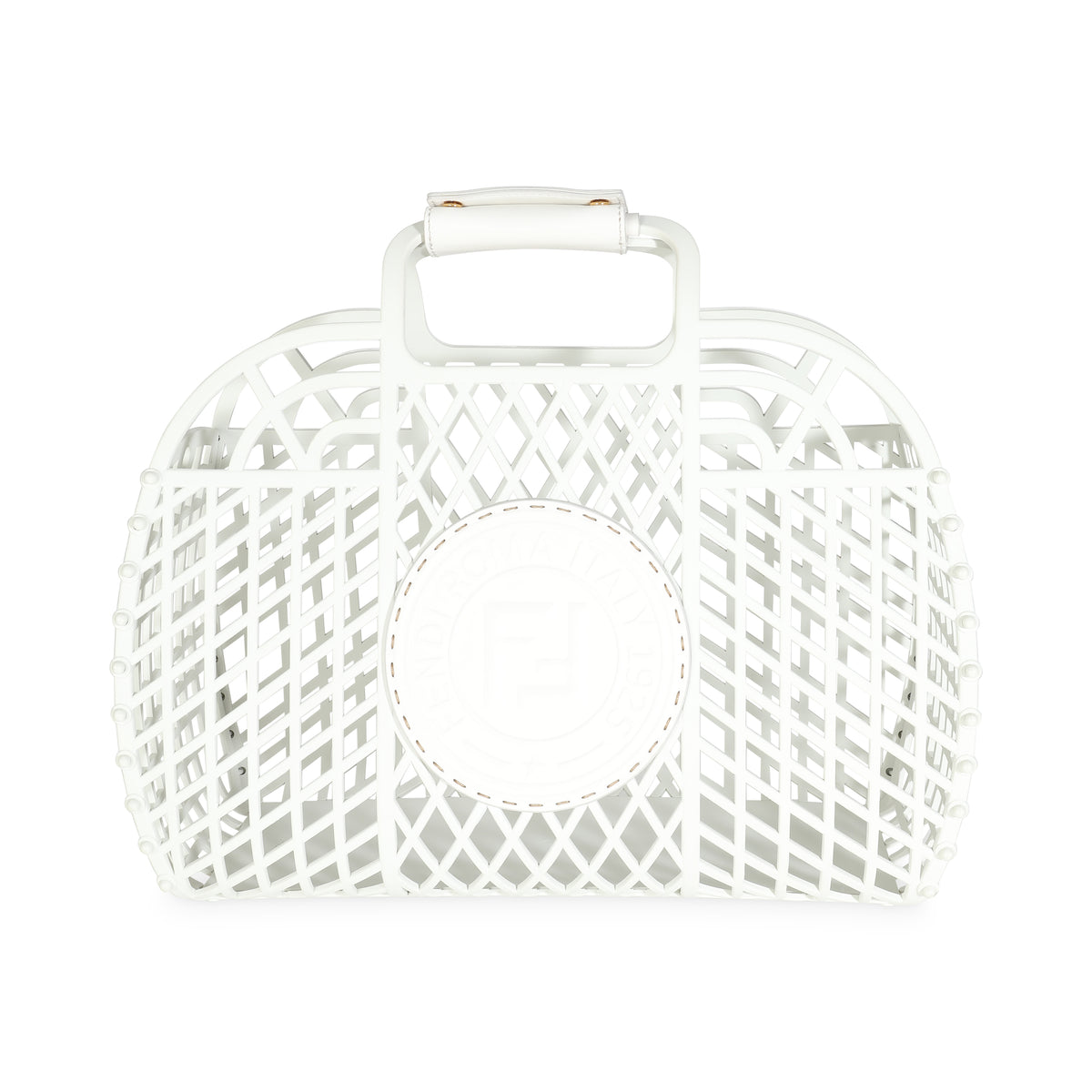 White Recycled Plastic Vitello Liberty Matte Medium Fendi Basket