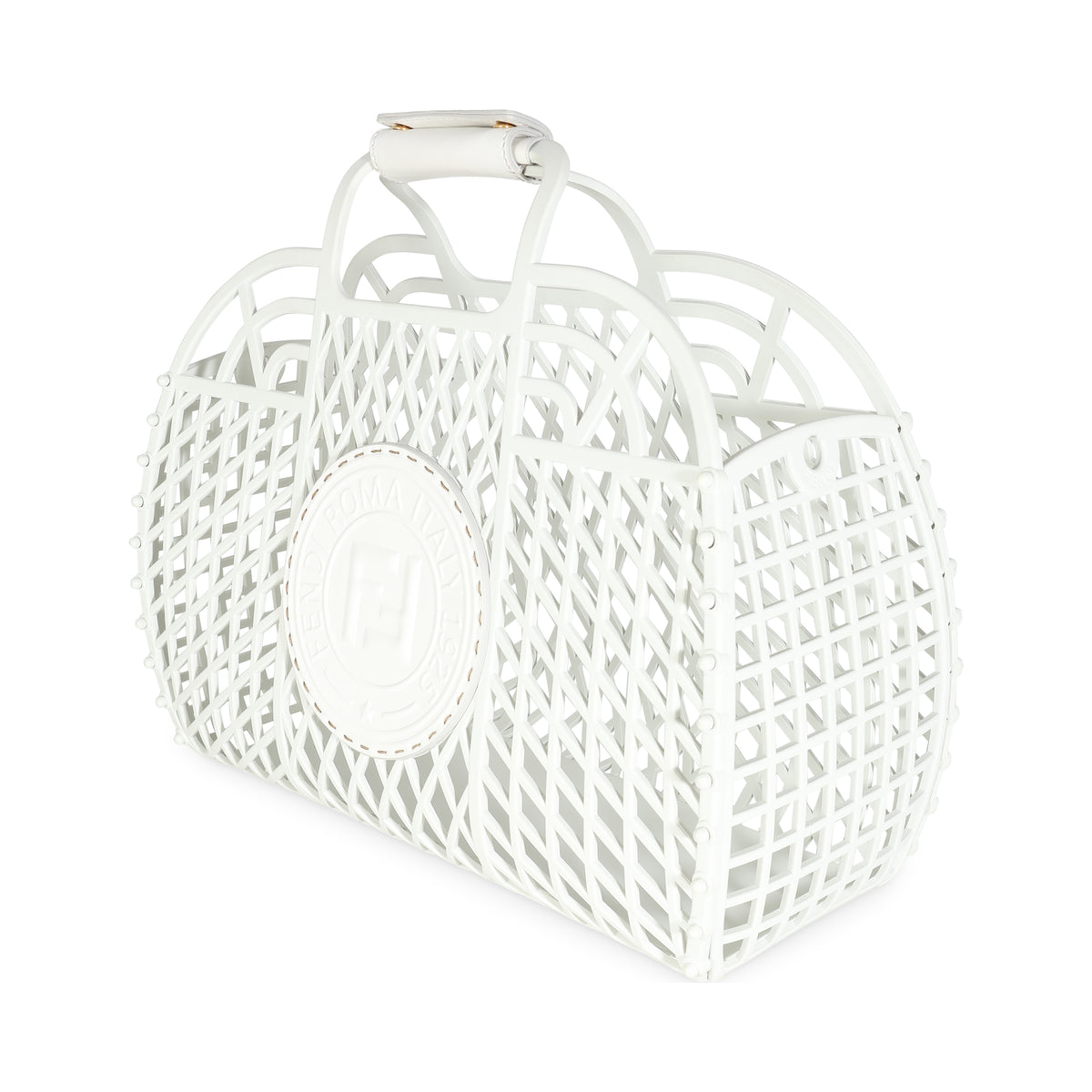 White Recycled Plastic Vitello Liberty Matte Medium Fendi Basket