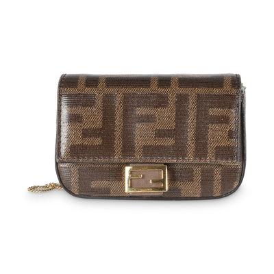 Brown Glazed Fabric FF 1974 Nano Baguette Charm