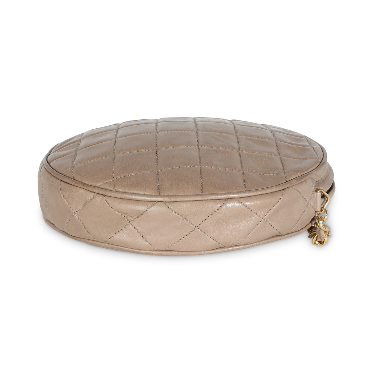 Beige Quilted Lambskin Round Tassel Chain Bag