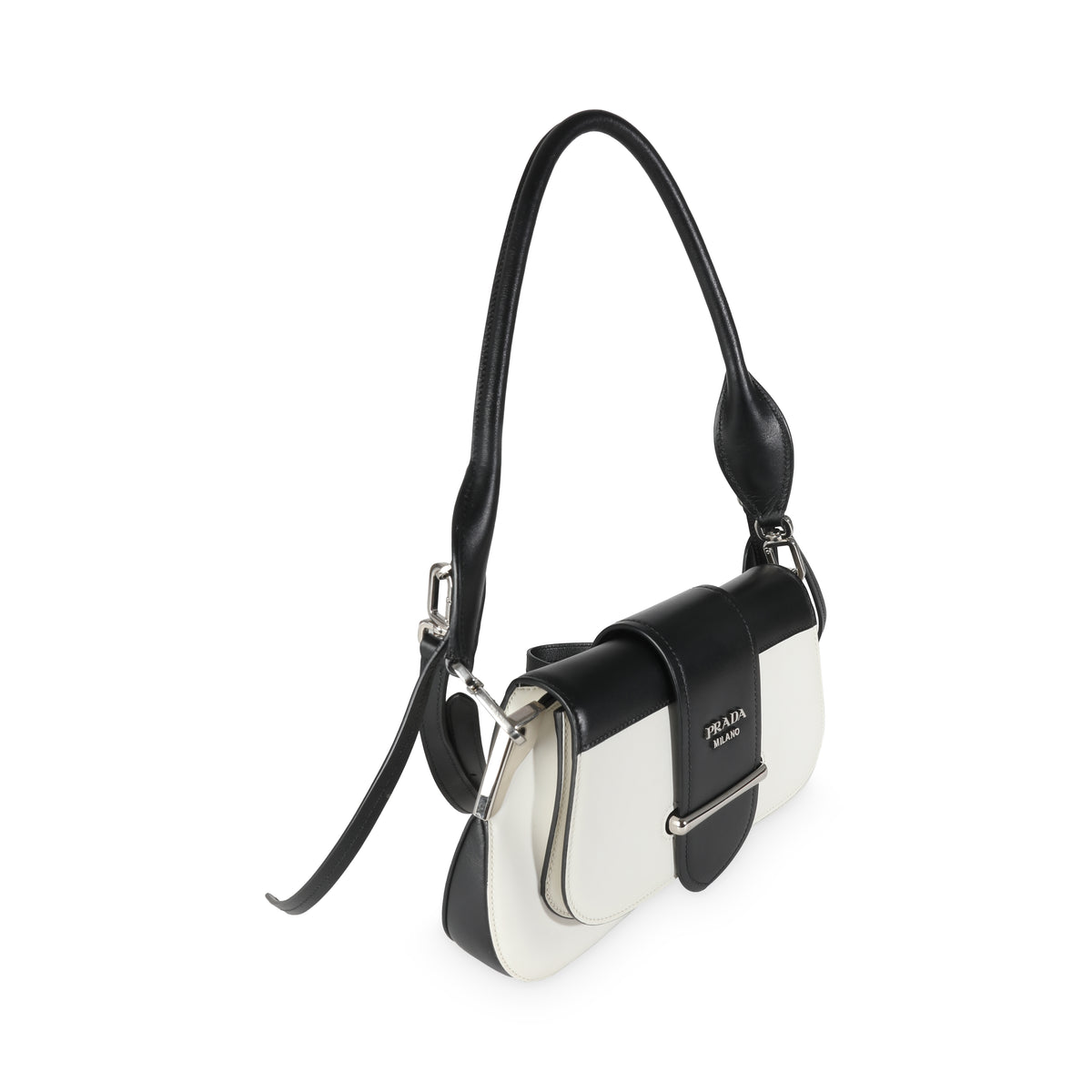 Black White City Calfskin Sidonie Shoulder Bag