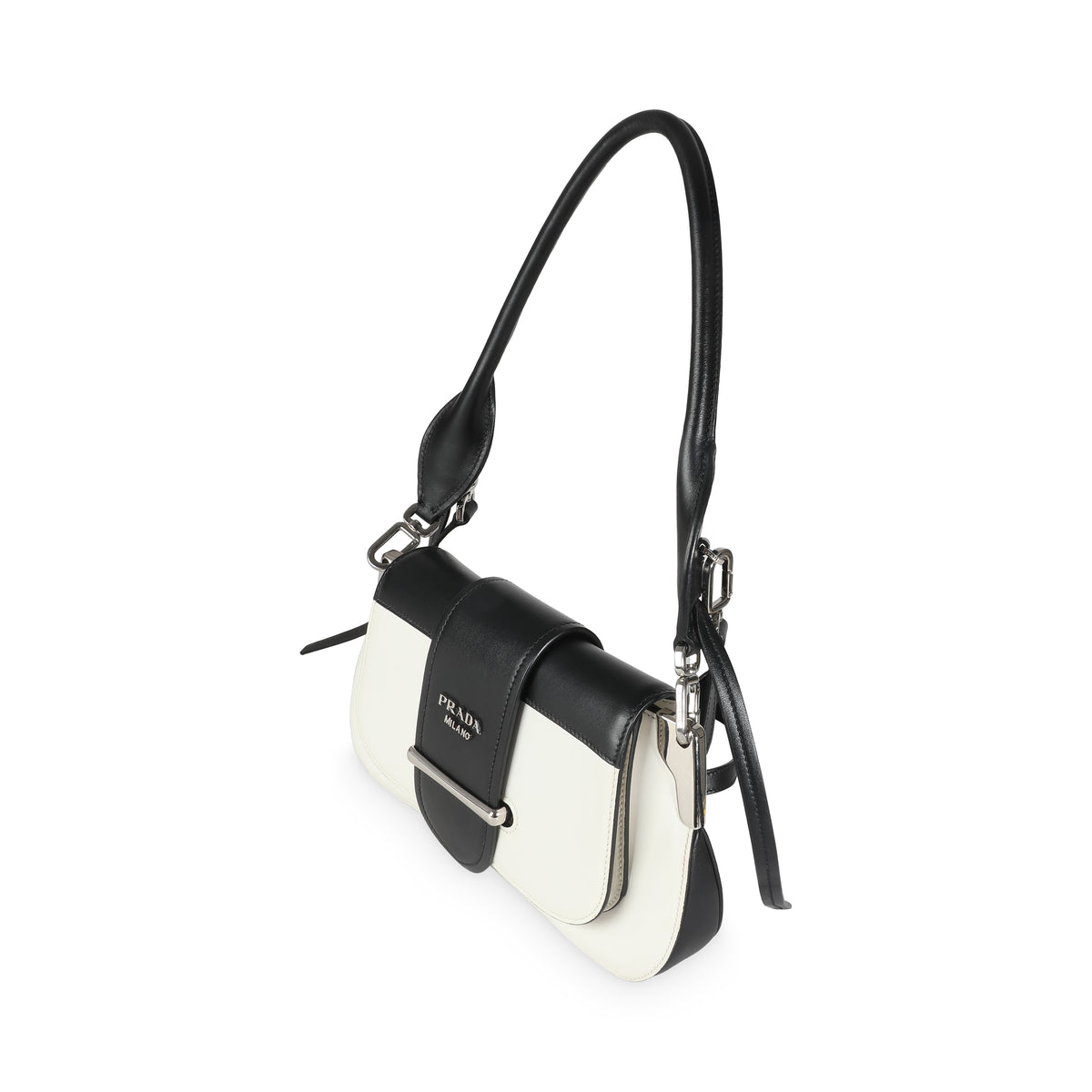 Black White City Calfskin Sidonie Shoulder Bag