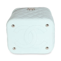 Blue Quilted Caviar Top Handle Vanity Case