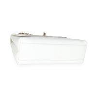 24K White Caviar Trapezoid Flap Bag