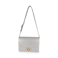 Grey Textured Calfskin Medium Torchon GG Ring Shoulder Bag