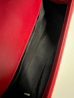 Chanel Burgundy Chevron Calfskin Chain Medium Boy Bag Handbag