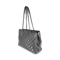 Black Quilted Caviar Large City Shopping Tote