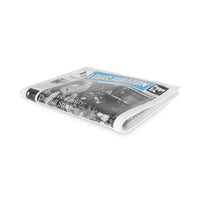 White Multicolor Calfskin Newspaper Print Pouch