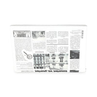 White Multicolor Calfskin Newspaper Print Pouch