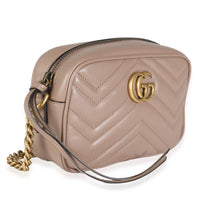 Beige Matelasse Calfskin Small GG Marmont Shoulder Bag