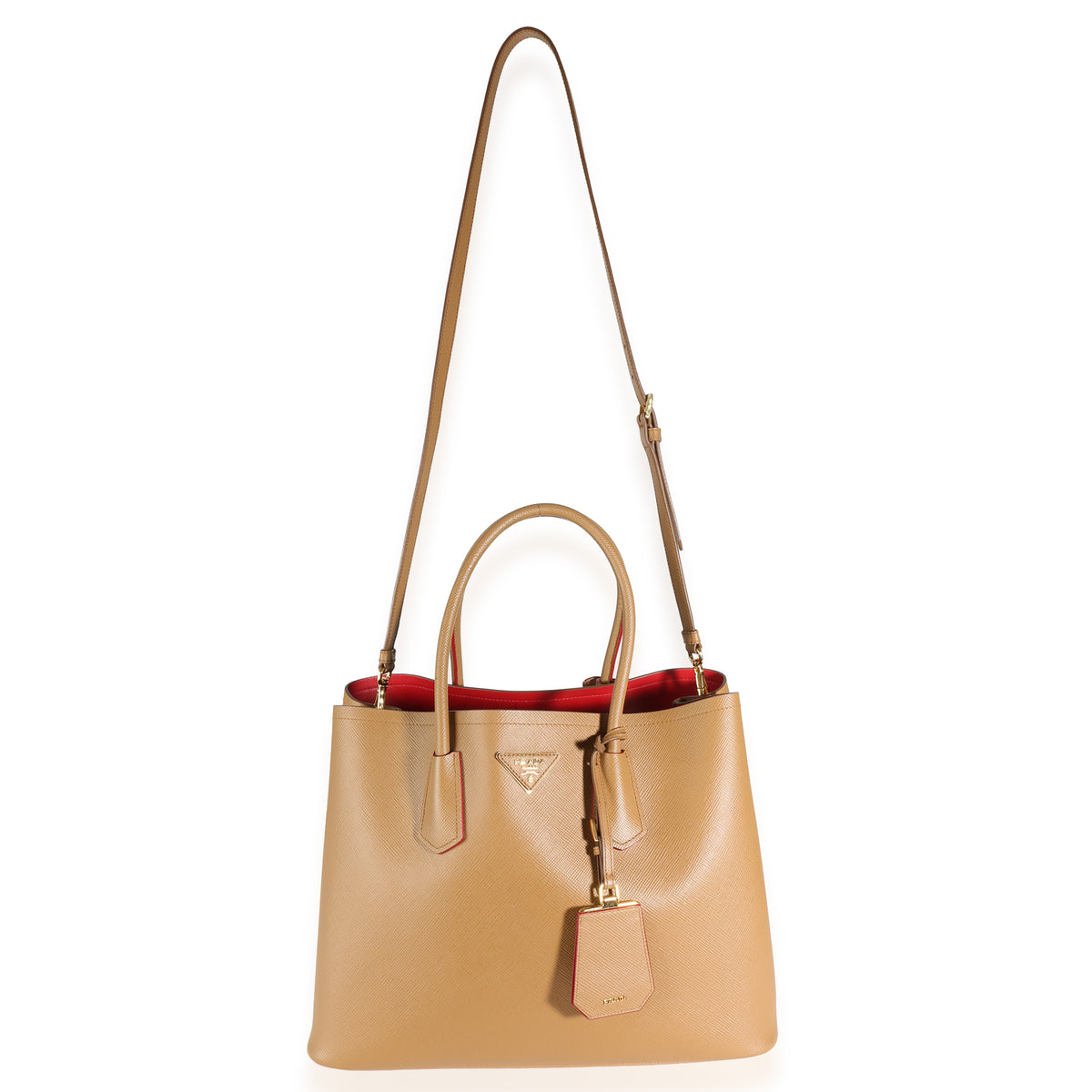 Caramel Saffiano Medium Double Bag Tote