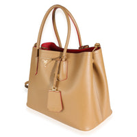 Caramel Saffiano Medium Double Bag Tote