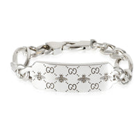 GG & Bee Engraved Bracelet in Sterling Silver