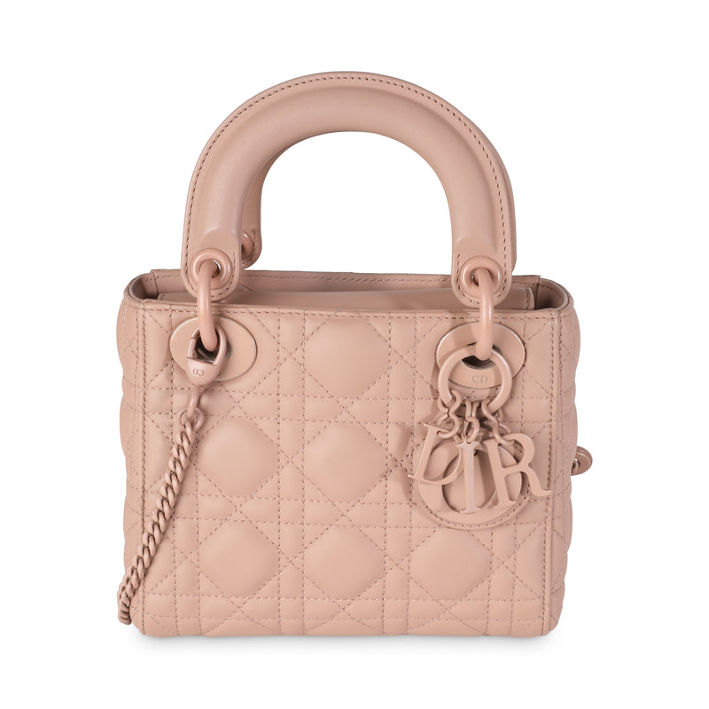 Beige Ultramatte Calfskin Cannage Mini Lady Dior