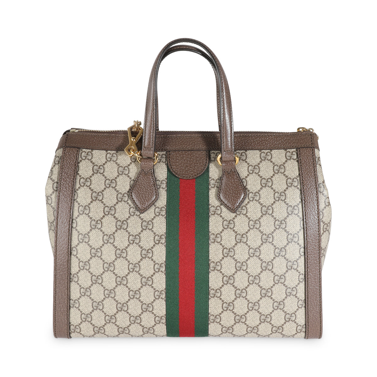 Beige GG Supreme Monogram Web Medium Ophidia Tote