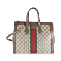 Beige GG Supreme Monogram Web Medium Ophidia Tote