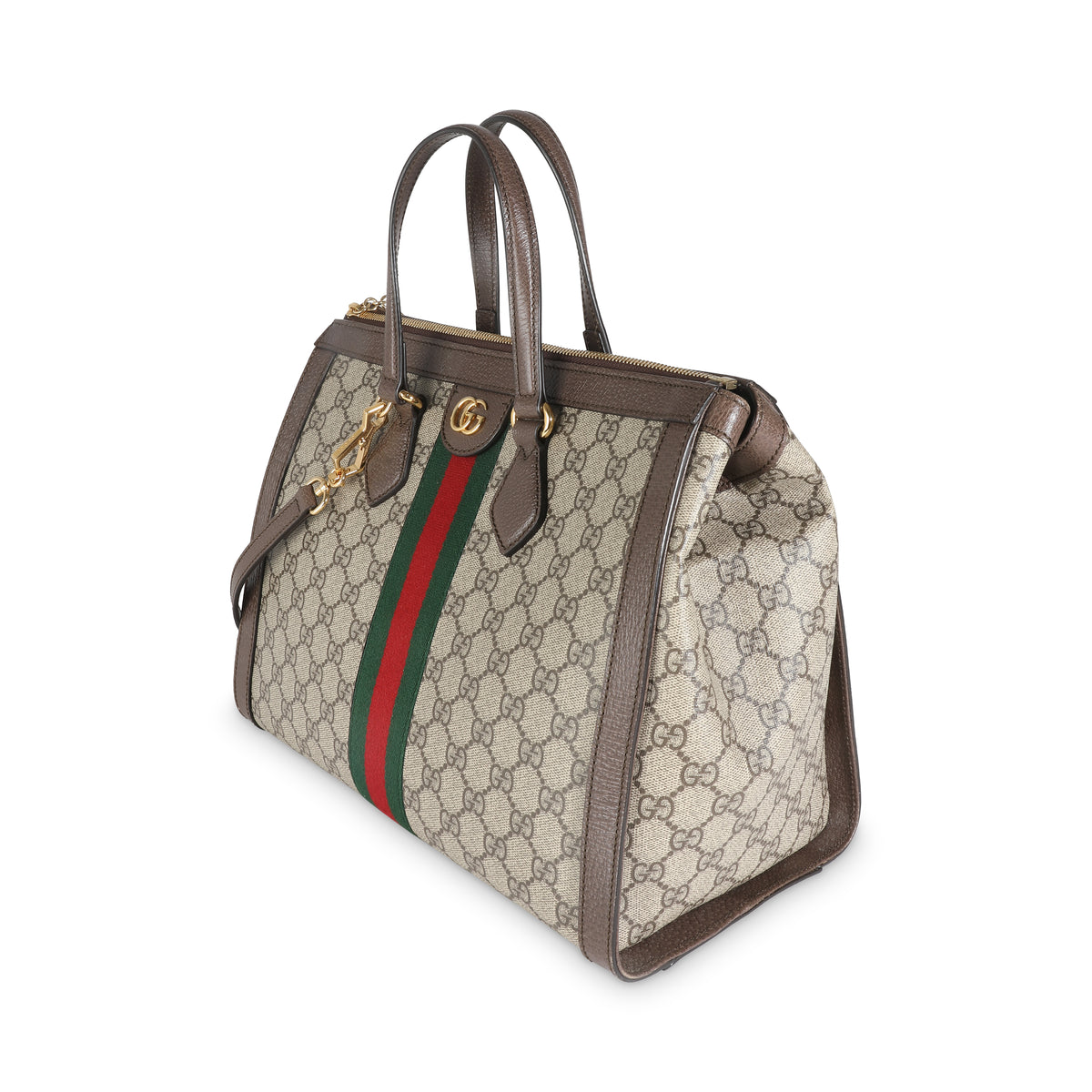 Beige GG Supreme Monogram Web Medium Ophidia Tote