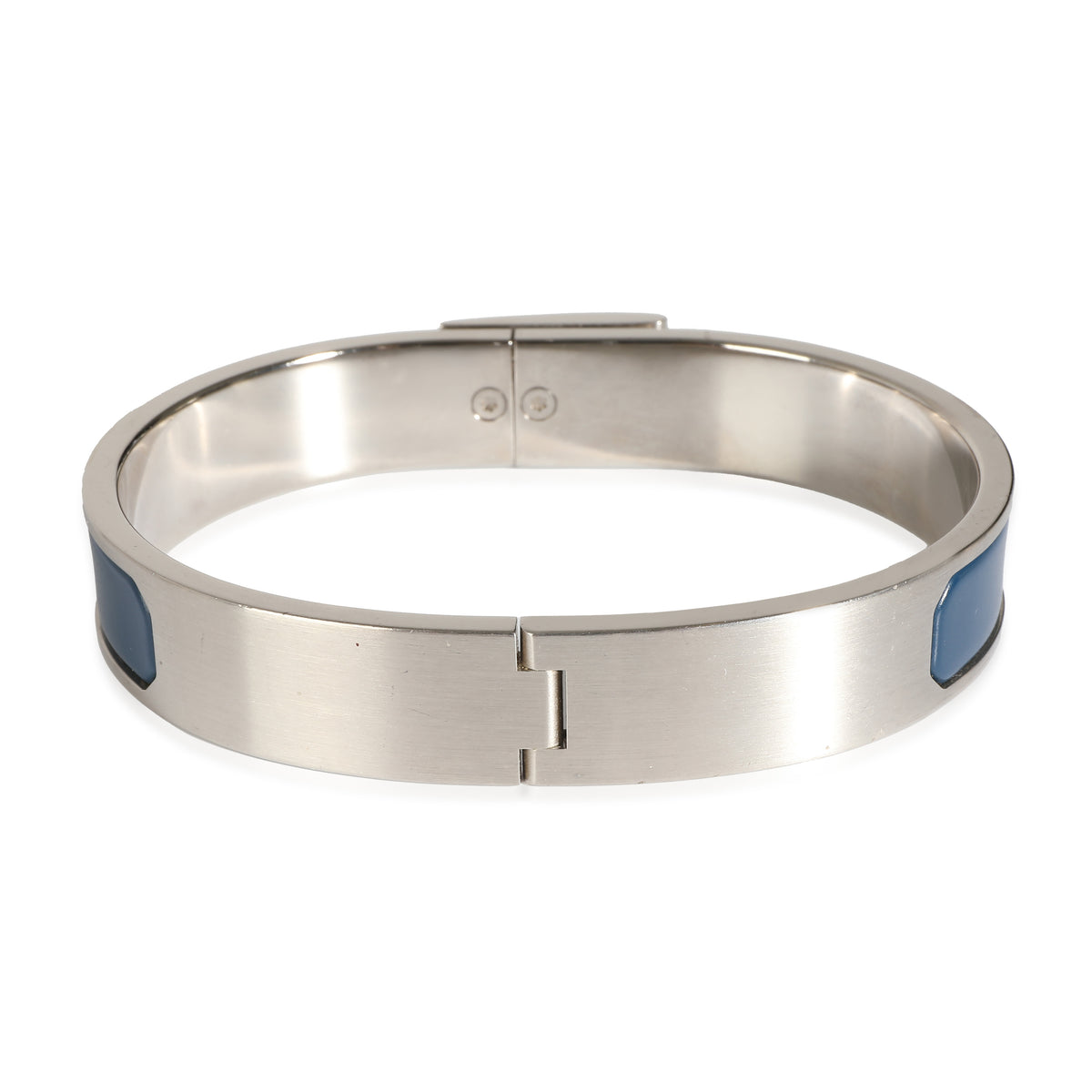 Hermes Matte Jet Bracelet In Bleu Biarritz Palladium Plated