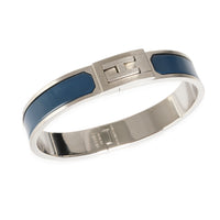 Hermes Matte Jet Bracelet In Bleu Biarritz Palladium Plated