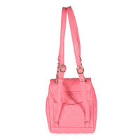 Pink Quilted Caviar Drawstring Backpack