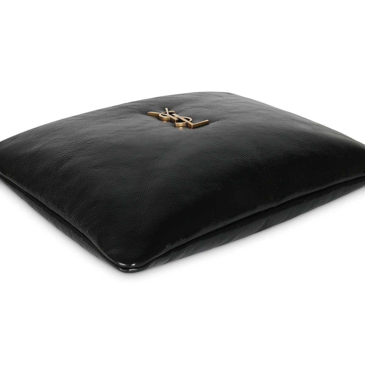 Black Shiny Leather Small Calypso Pillow Pouch