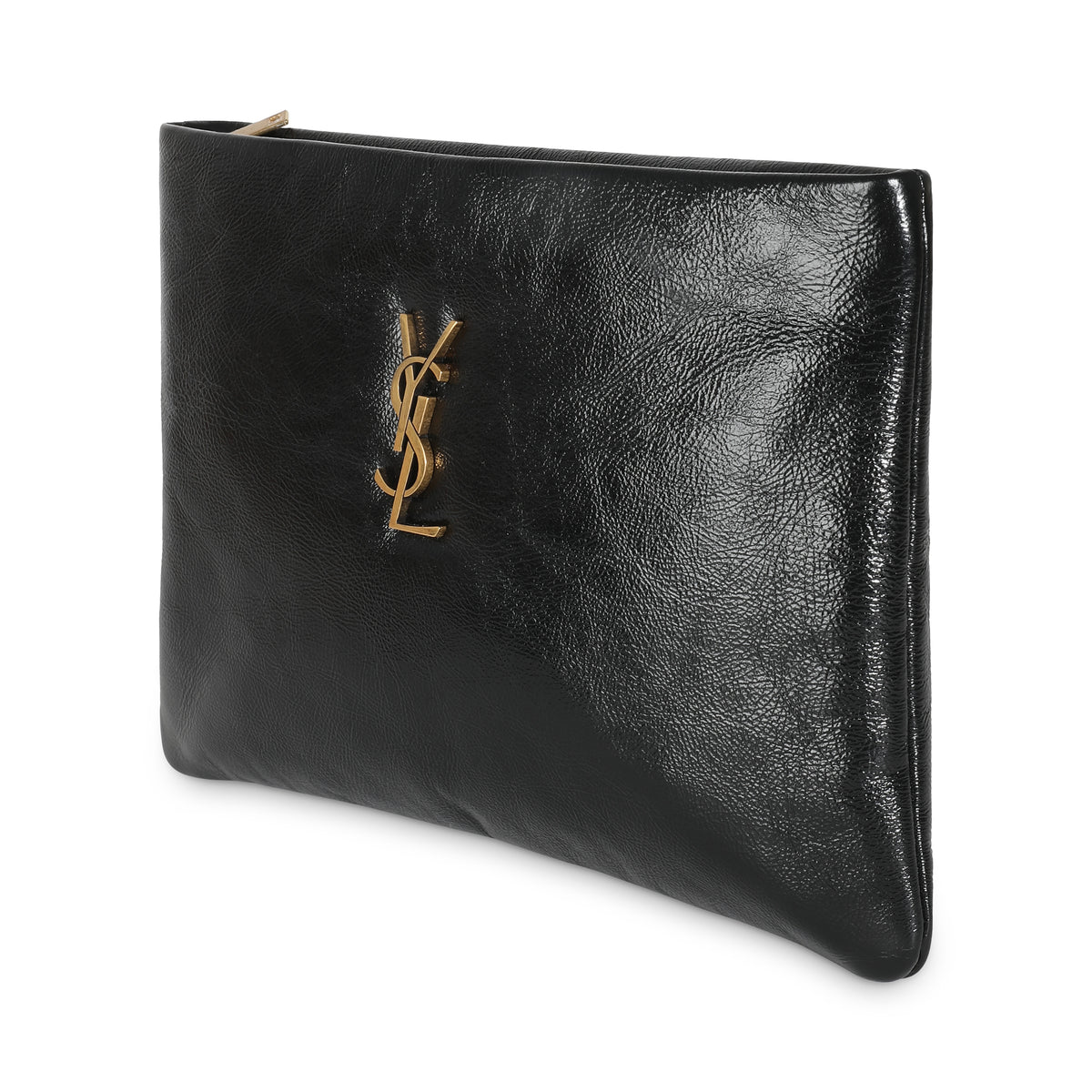 Black Shiny Leather Small Calypso Pillow Pouch