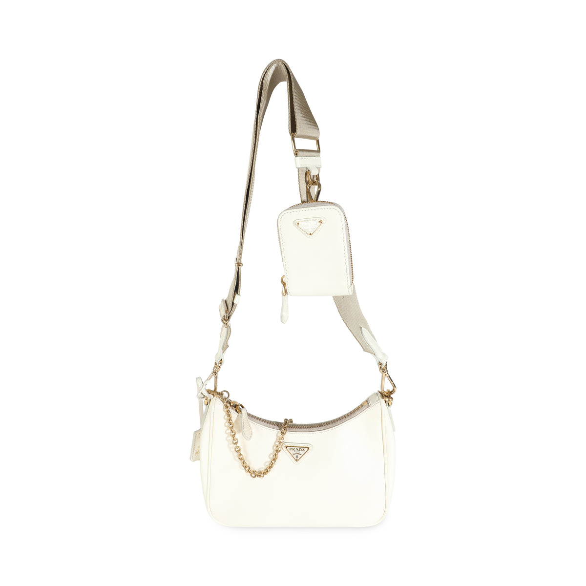 Prada White Saffiano Re Edition 2005 Bag Handbag clasp