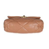 21P Brown Quilted Lambskin Medium Chanel 19 Flap Bag