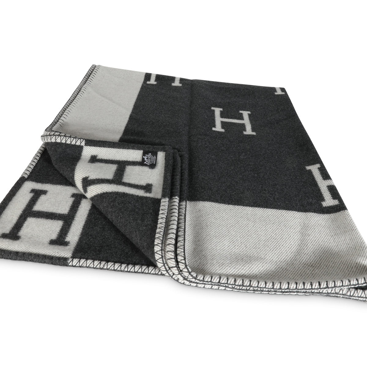 Ecru Gris Foncé Wool Cashmere Avalon Throw Blanket