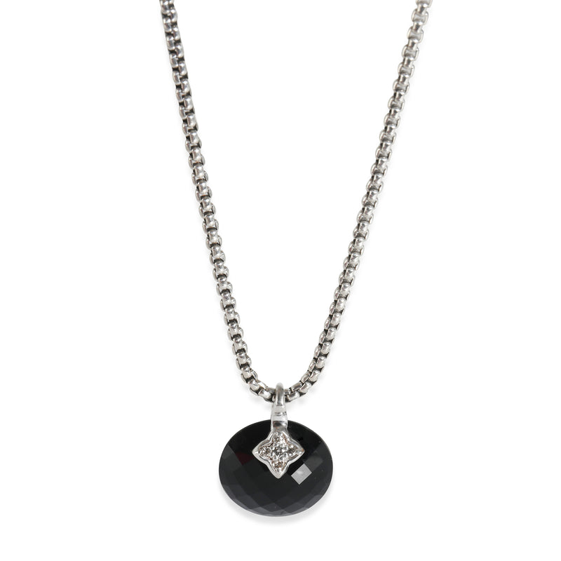 Capri Onyx Fashion Necklace in  Sterling Silver 0.05 CTW