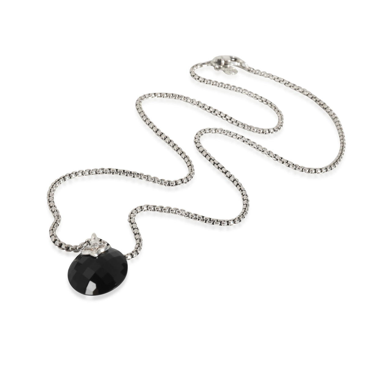 Capri Onyx Fashion Necklace in  Sterling Silver 0.05 CTW