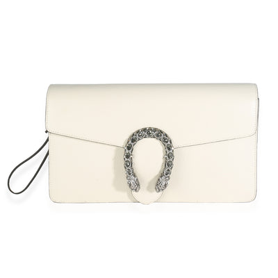 Mystic White Calfskin Dionysus Wristlet Clutch