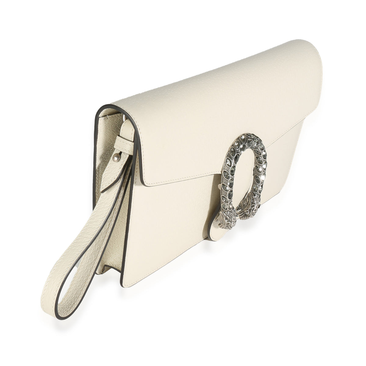 Mystic White Calfskin Dionysus Wristlet Clutch