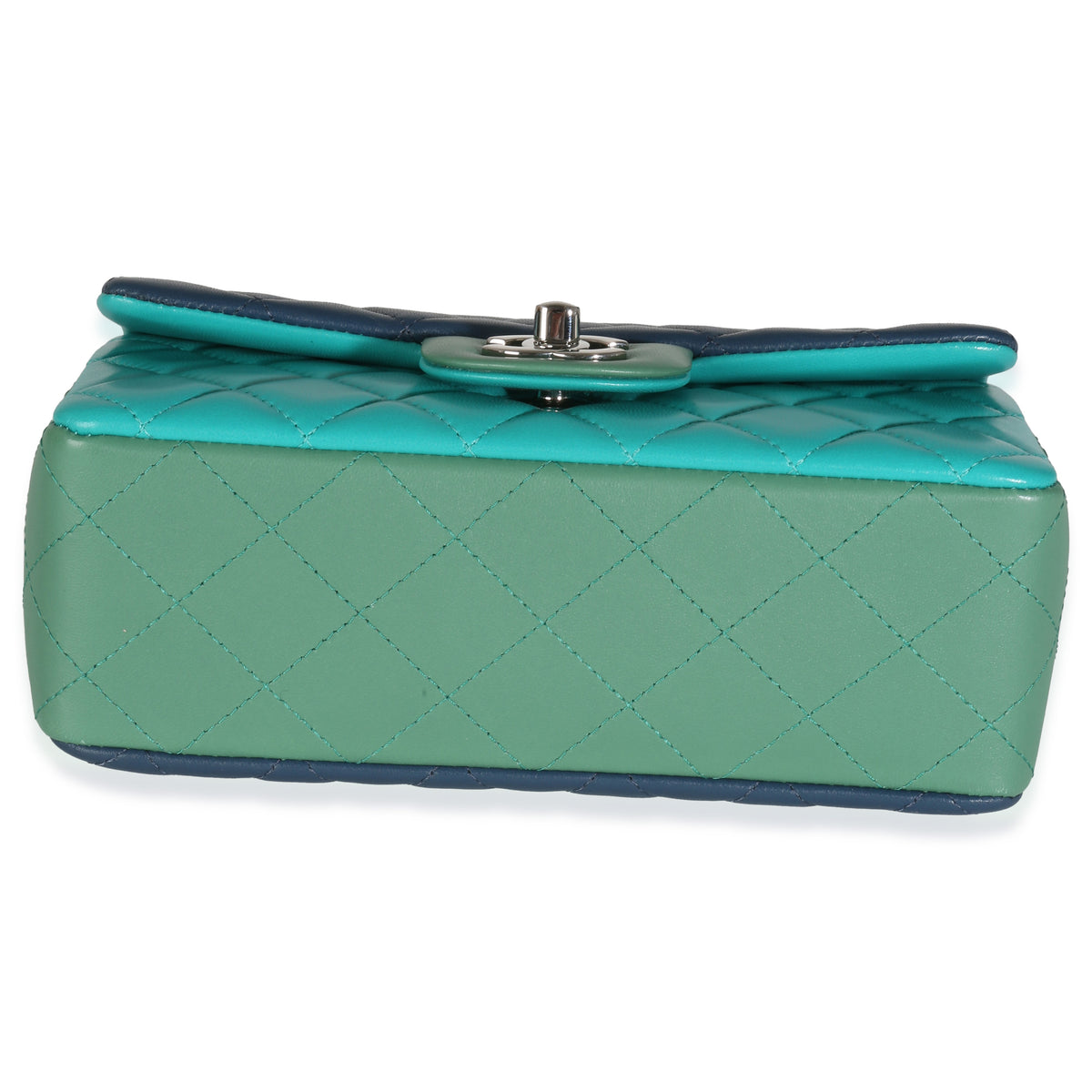 Green Blue Tricolor Quilted Lambskin Mini Rectangular Flap Bag