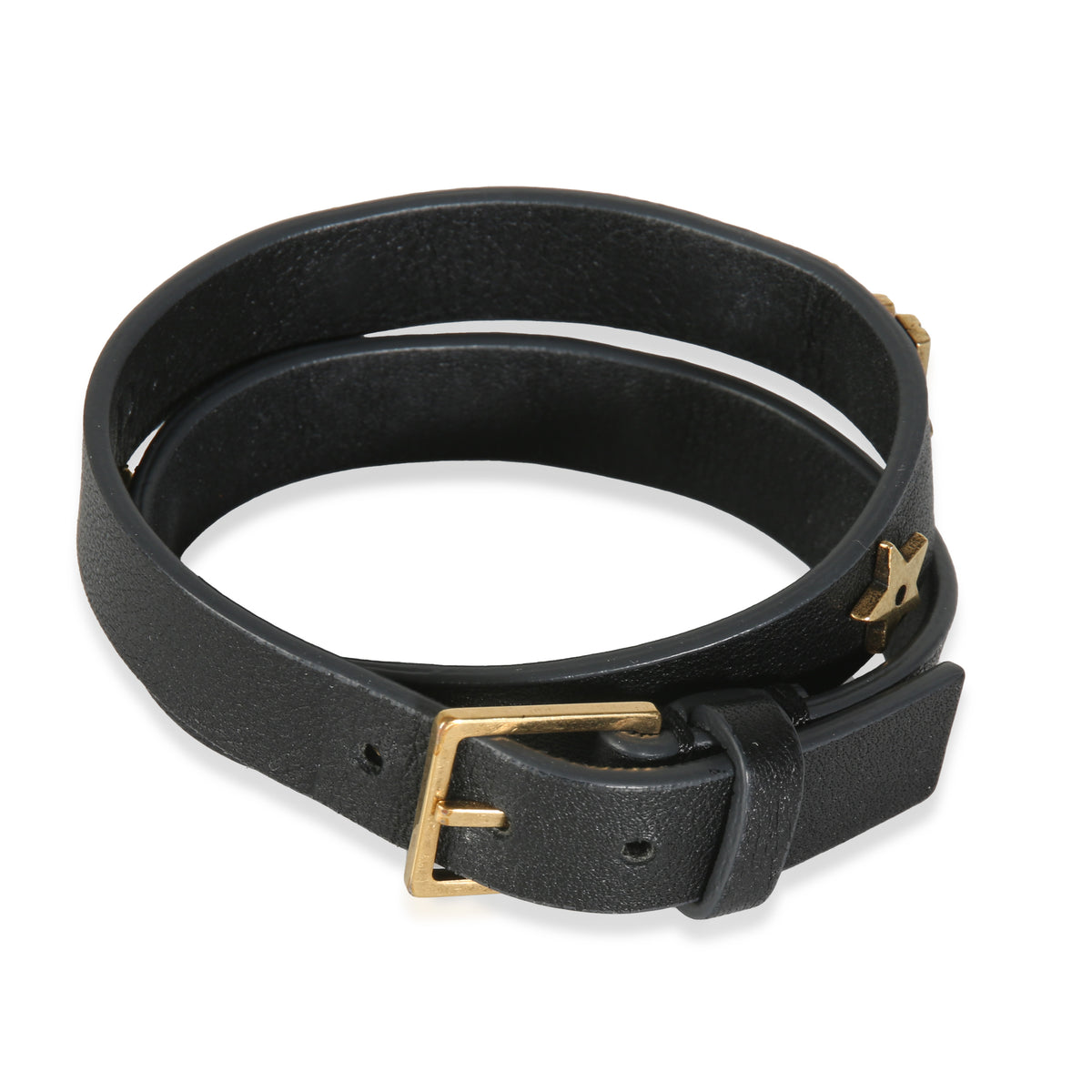 Leather JAdior Double Wrap Bracelet Gold Plated