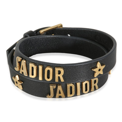 Leather JAdior Double Wrap Bracelet Gold Plated