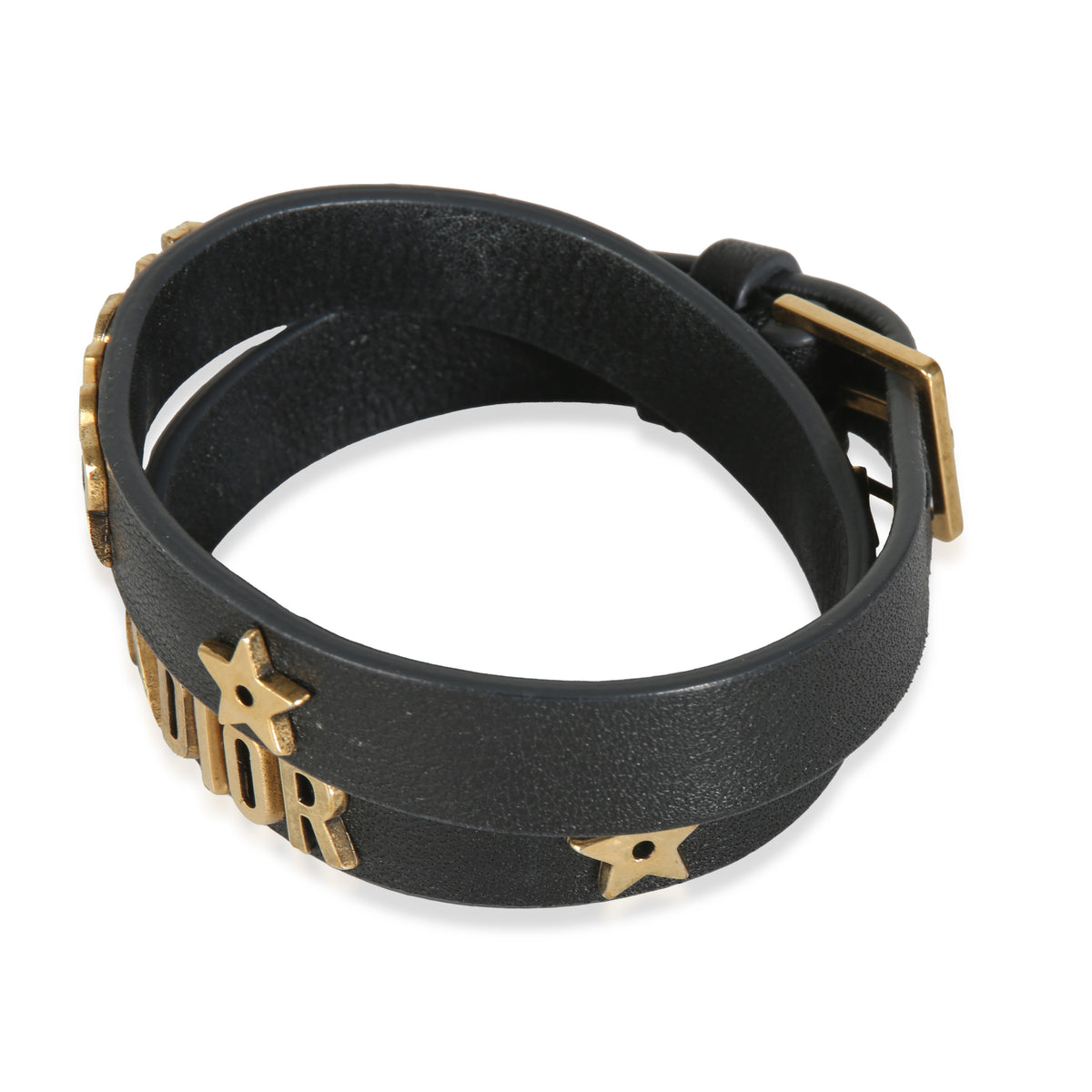 Leather JAdior Double Wrap Bracelet Gold Plated