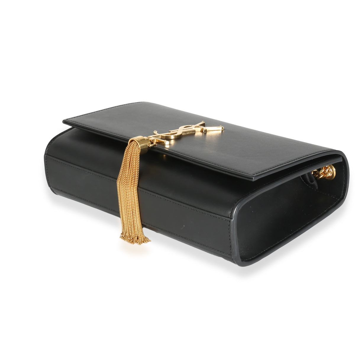 Black Smooth Calfskin Medium Kate Tassel Chain