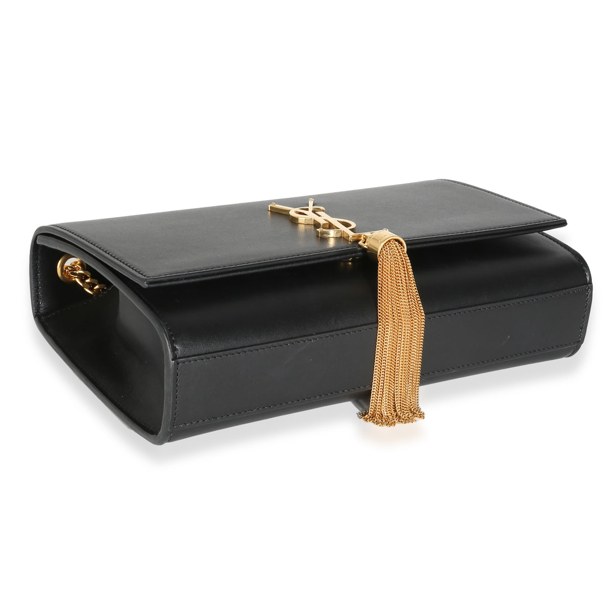 Black Smooth Calfskin Medium Kate Tassel Chain