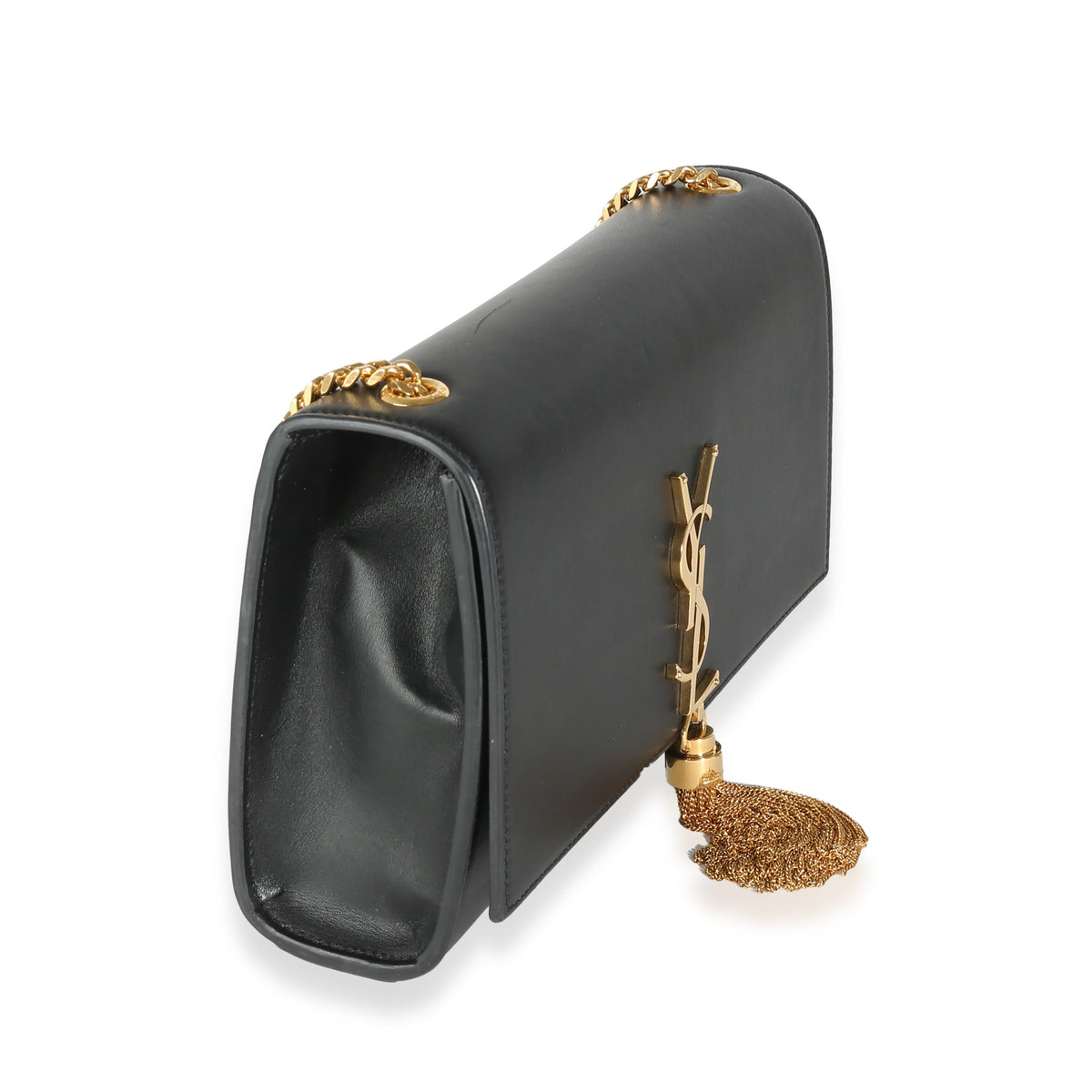 Black Smooth Calfskin Medium Kate Tassel Chain