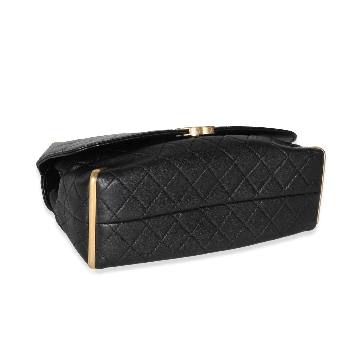 Black Quilted Calfskin Medium Metal Flap Bag