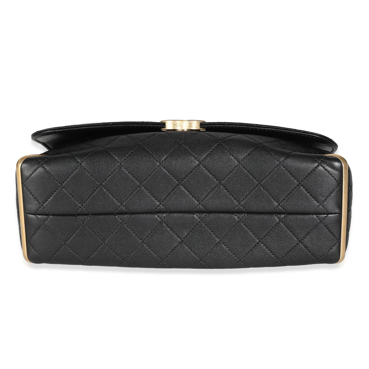 Black Quilted Calfskin Medium Metal Flap Bag